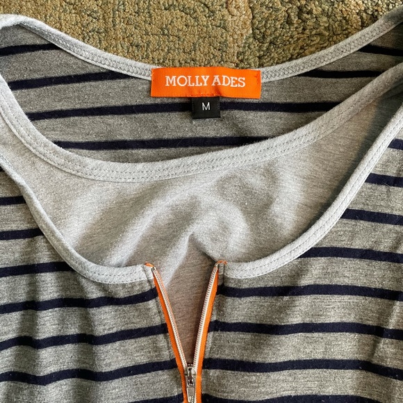 3/4 length stripped nursing shirt with zipper - Picture 2 of 4